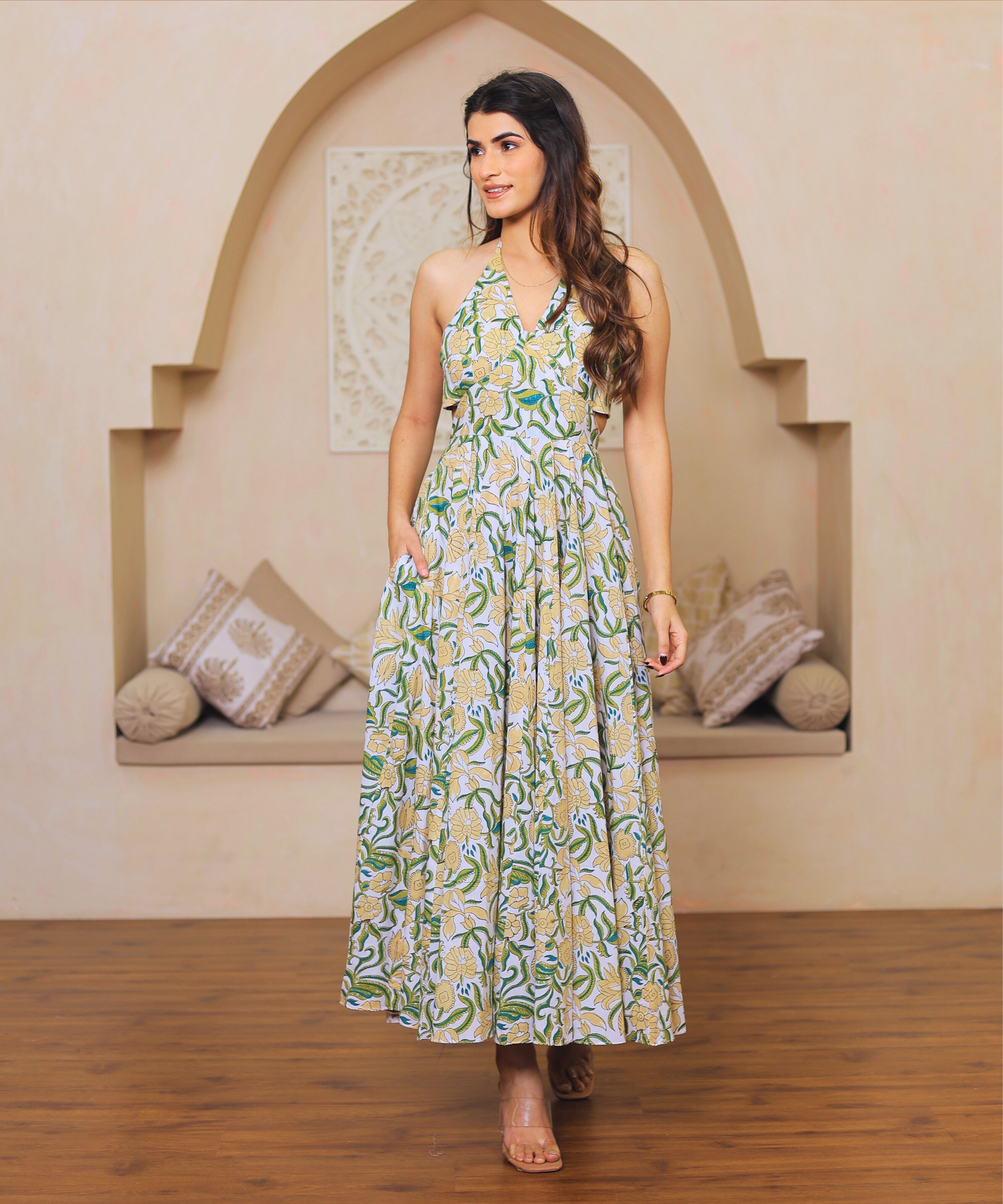 Dazzling in Green Floral Dress