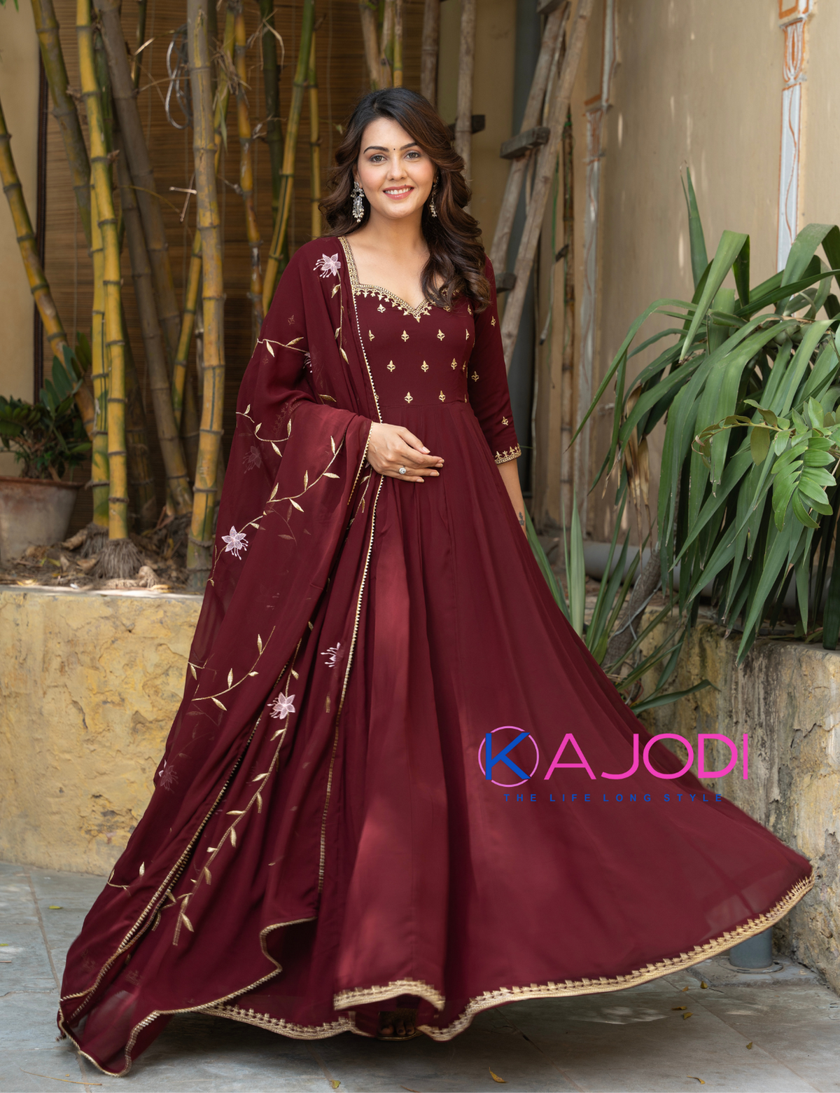 Sine Wine Embroidery Long Suit Set