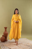 KAJODI MUSTARD YELLOW CHANDERI ANARKALI SET