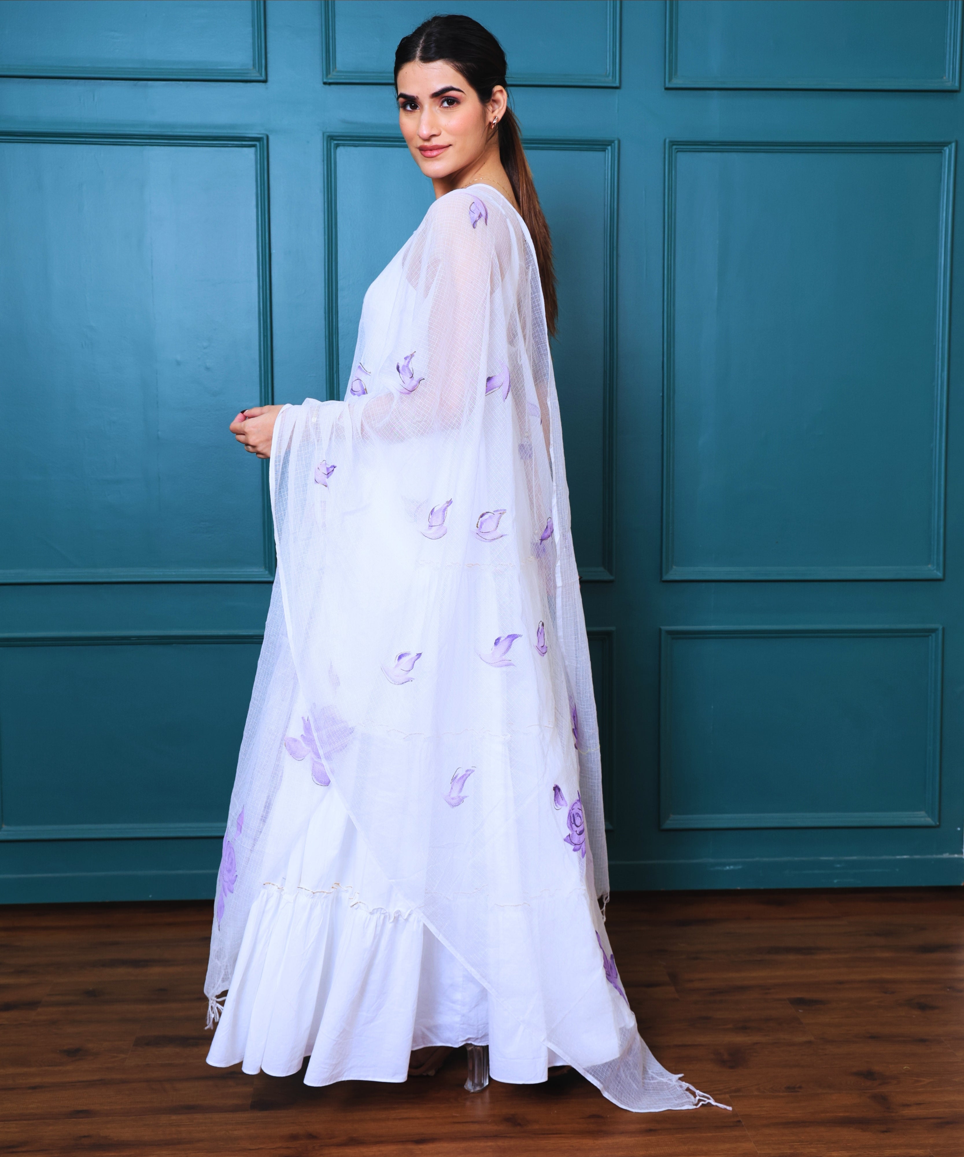 White Butterfly Floral Suit Sets