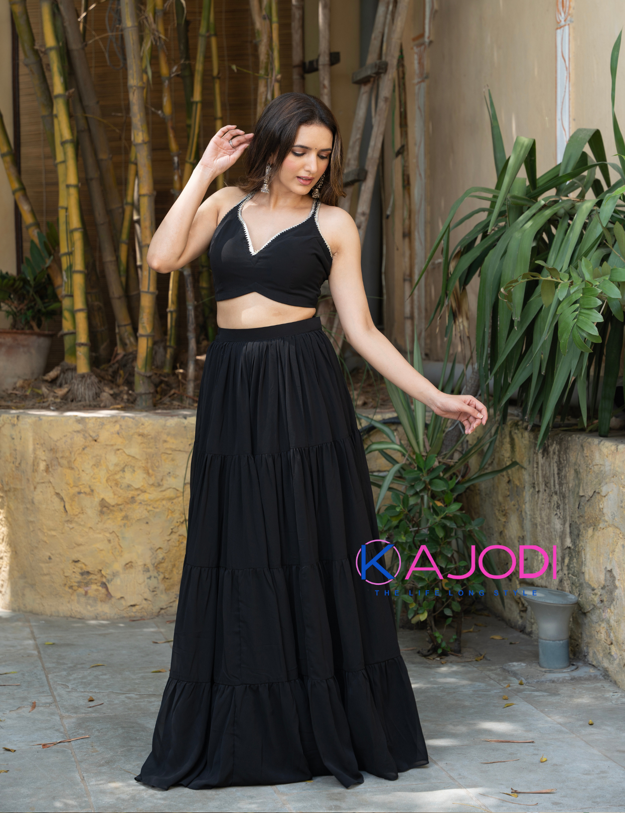 Black Cut Lehenga Choli Set