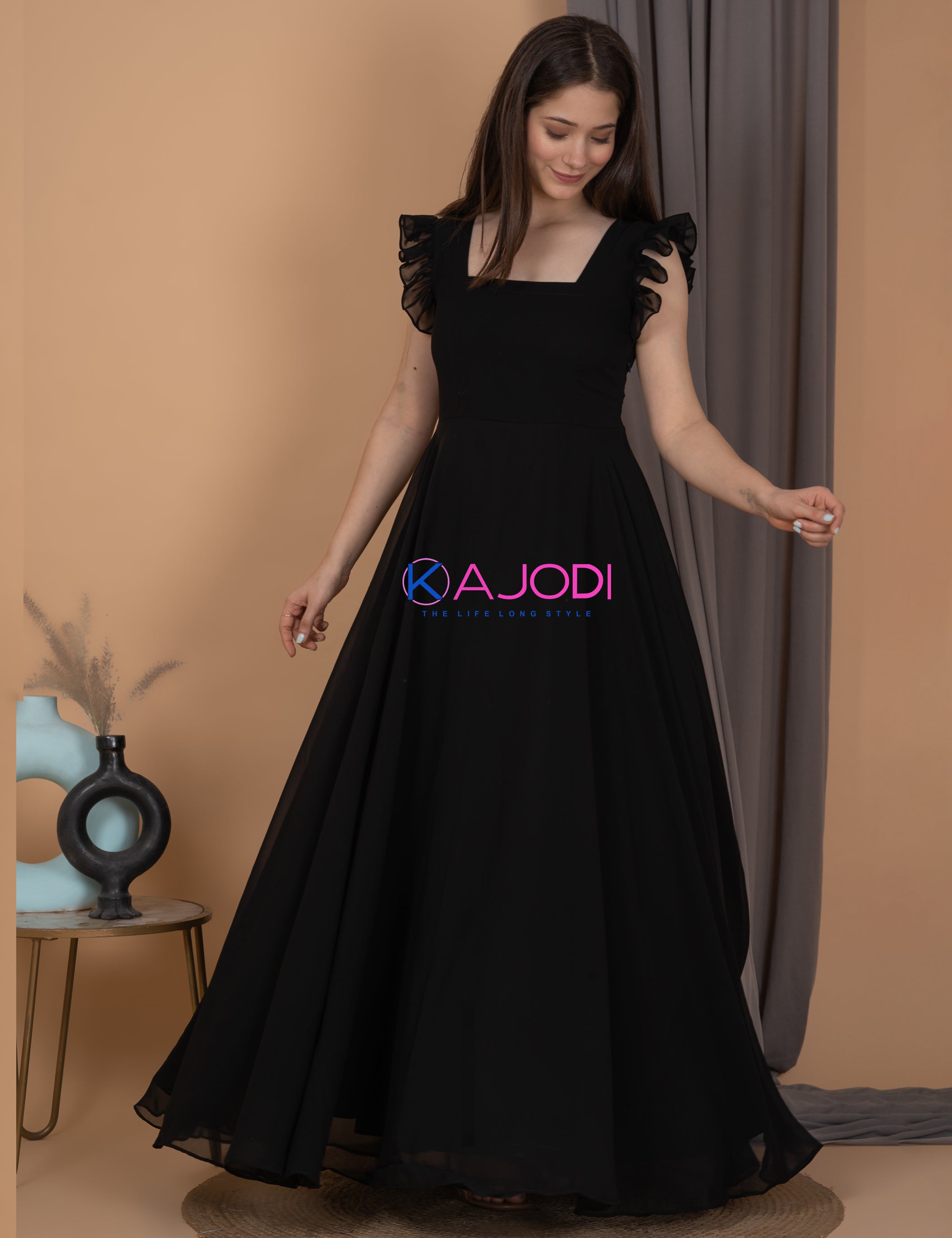 Black Reception Anarkali Wedding Gown In Georgette SFZ132065 –  ShreeFashionWear