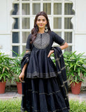 Black Peplum Skirt with Dupatta Sets