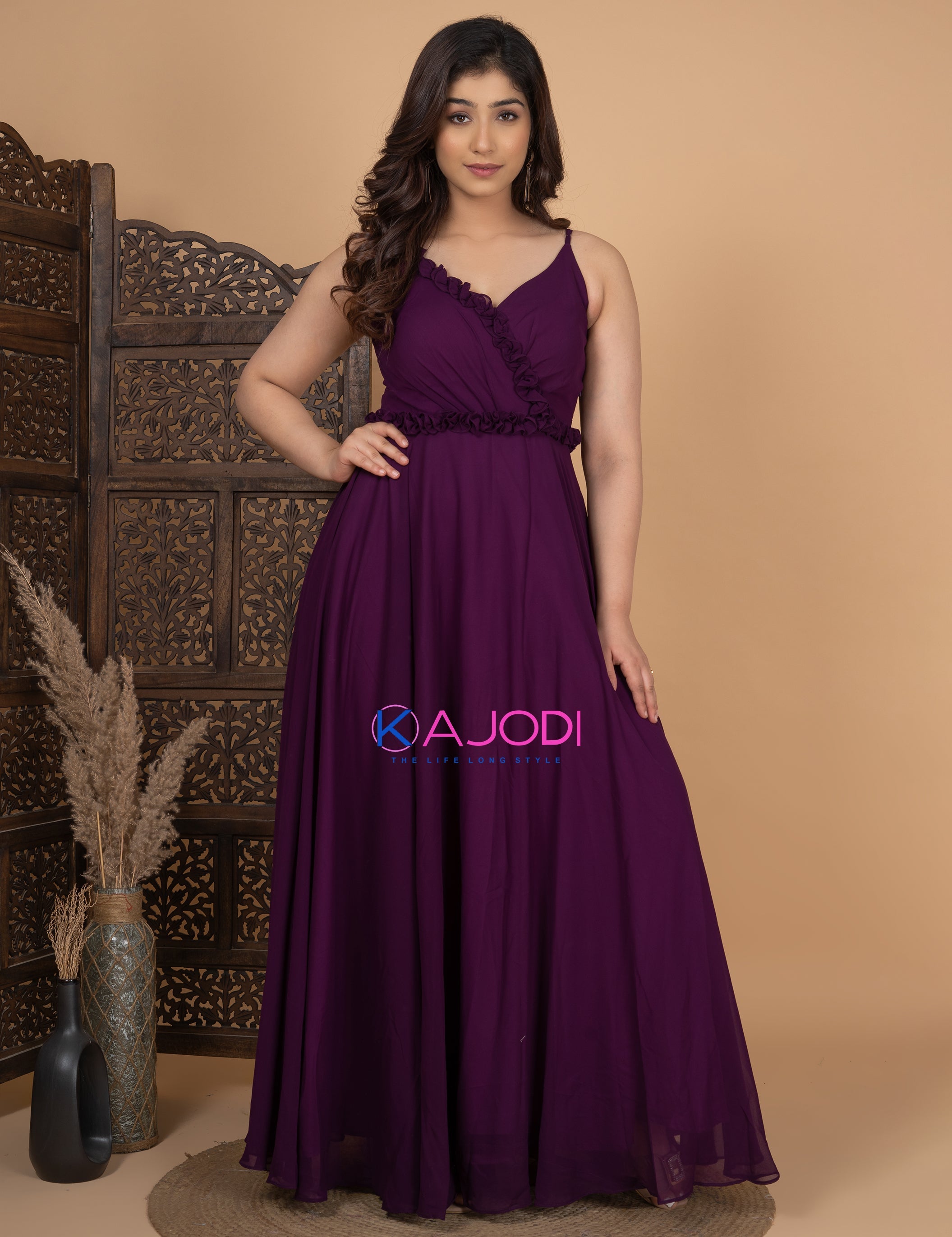 Purple Long Sleeves Chiffon Vintage Modest Long Prom Dresses Evening D –  bridalsew
