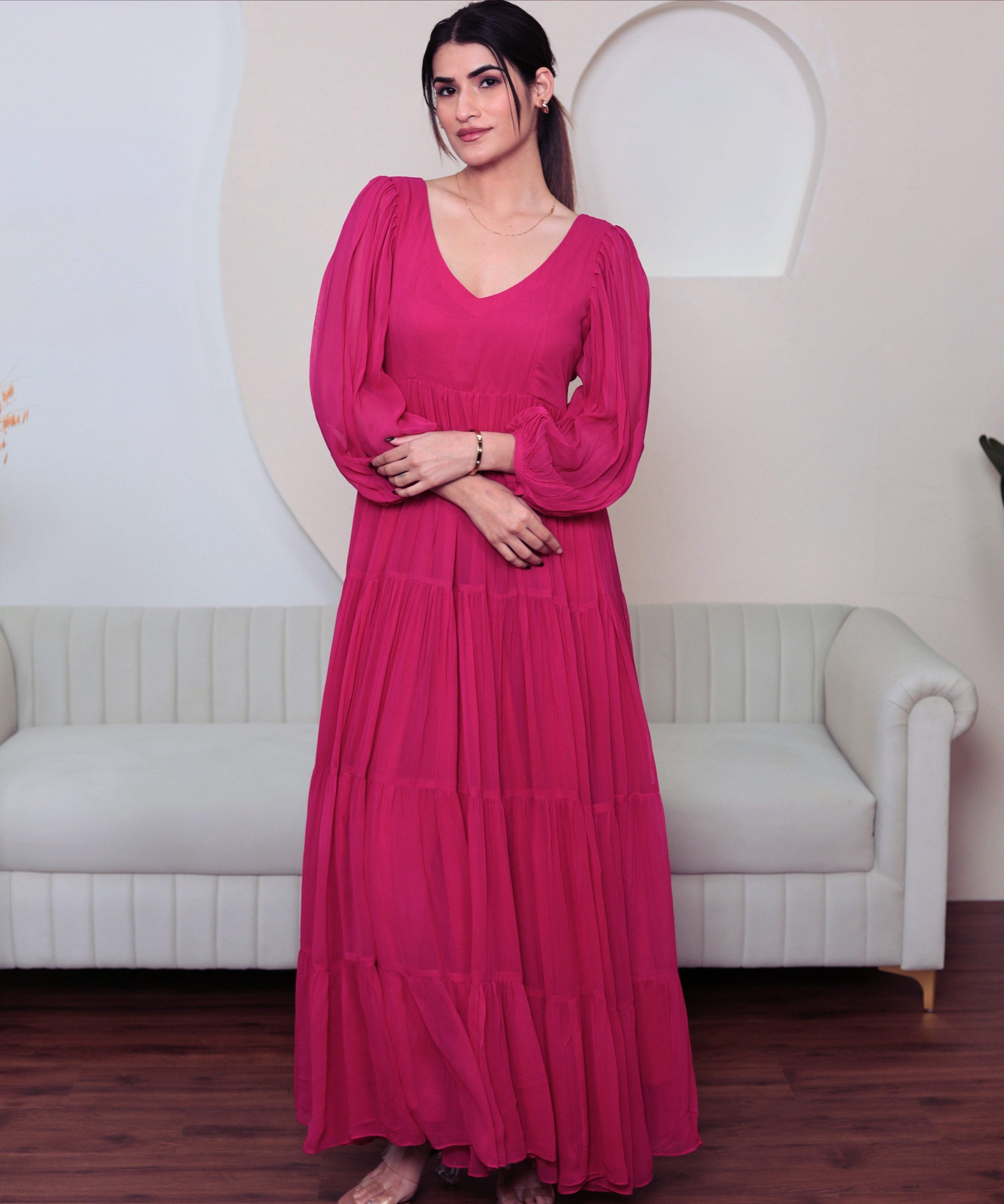 Nargis Ruffle Pink Dress