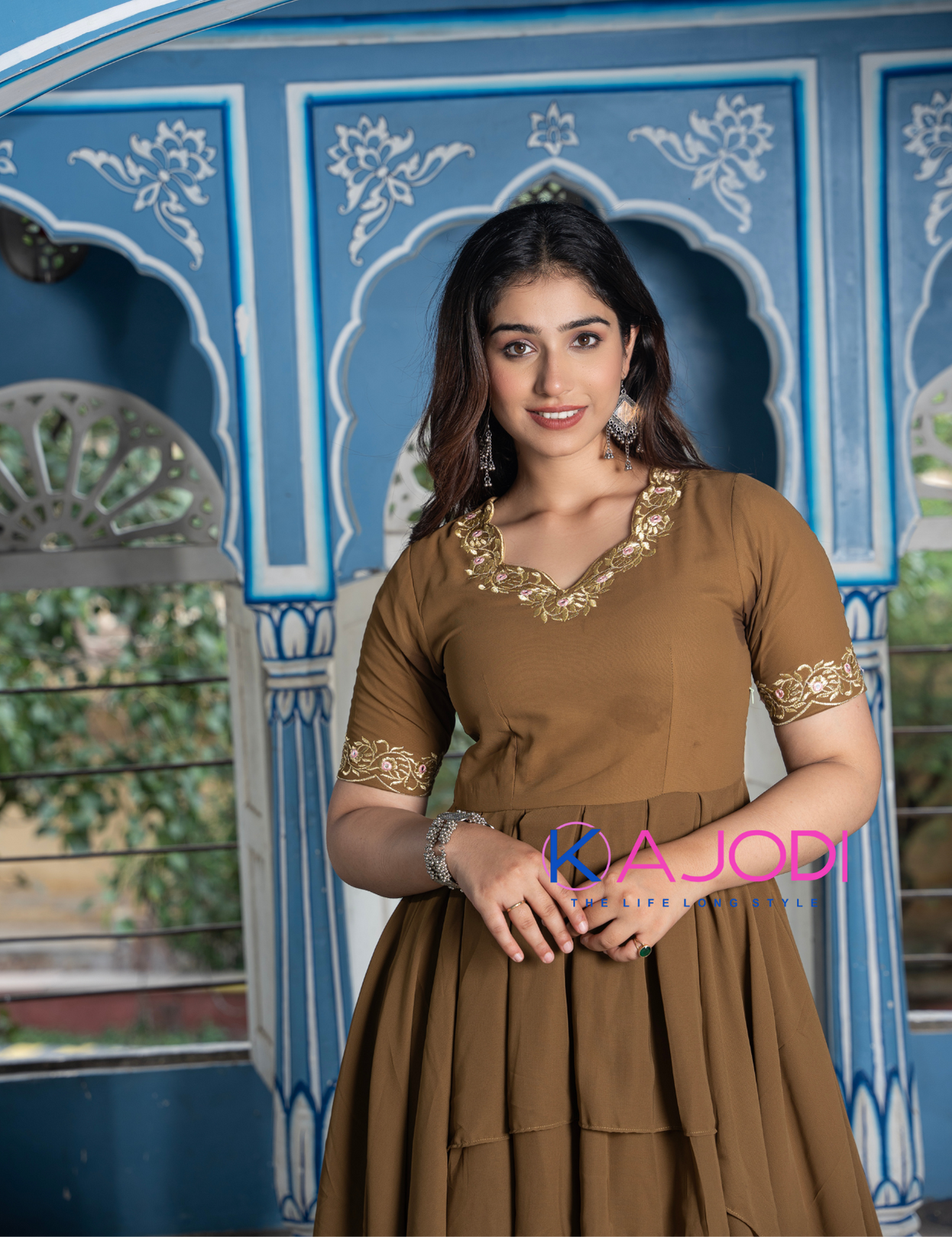 Marigold Chocolate Embroidery Dress