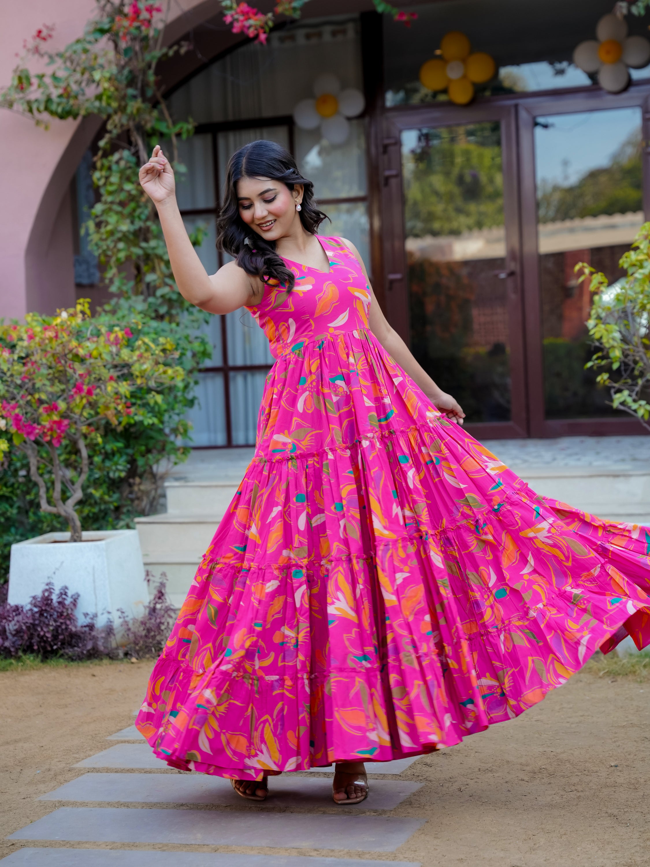 Pink Magic Floral Cotton Dress