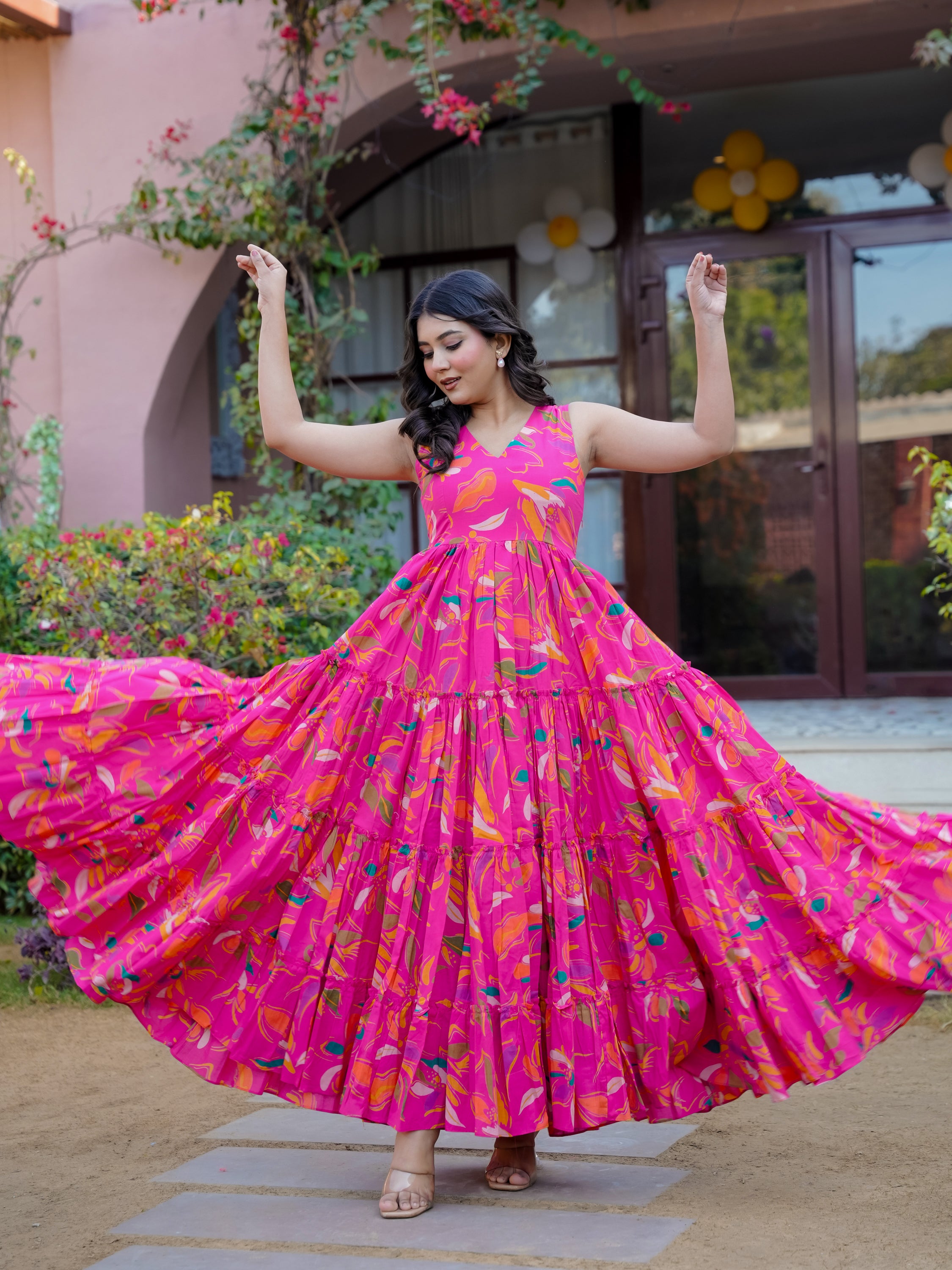 Pink Magic Floral Cotton Dress