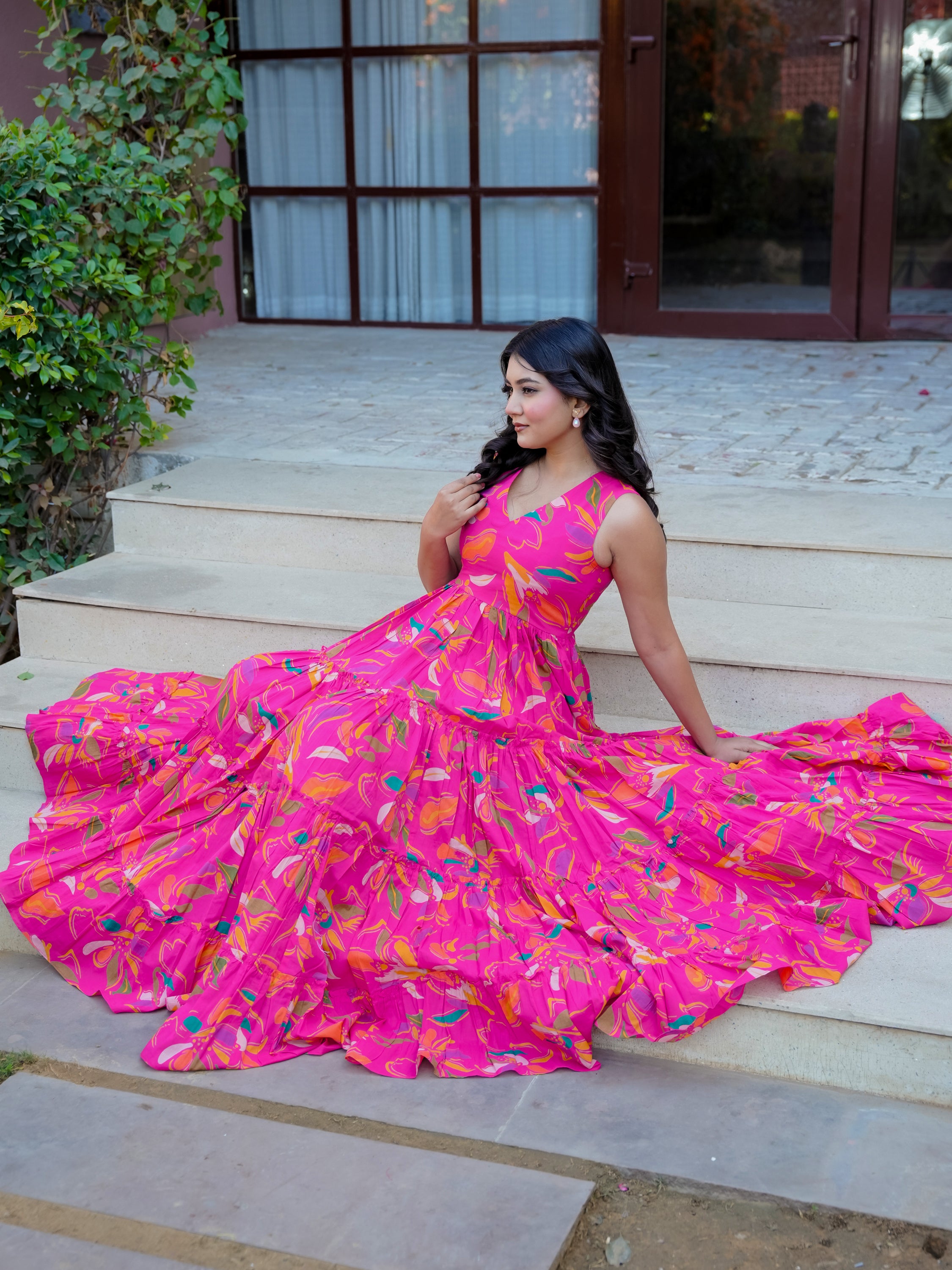 Pink Magic Floral Cotton Dress