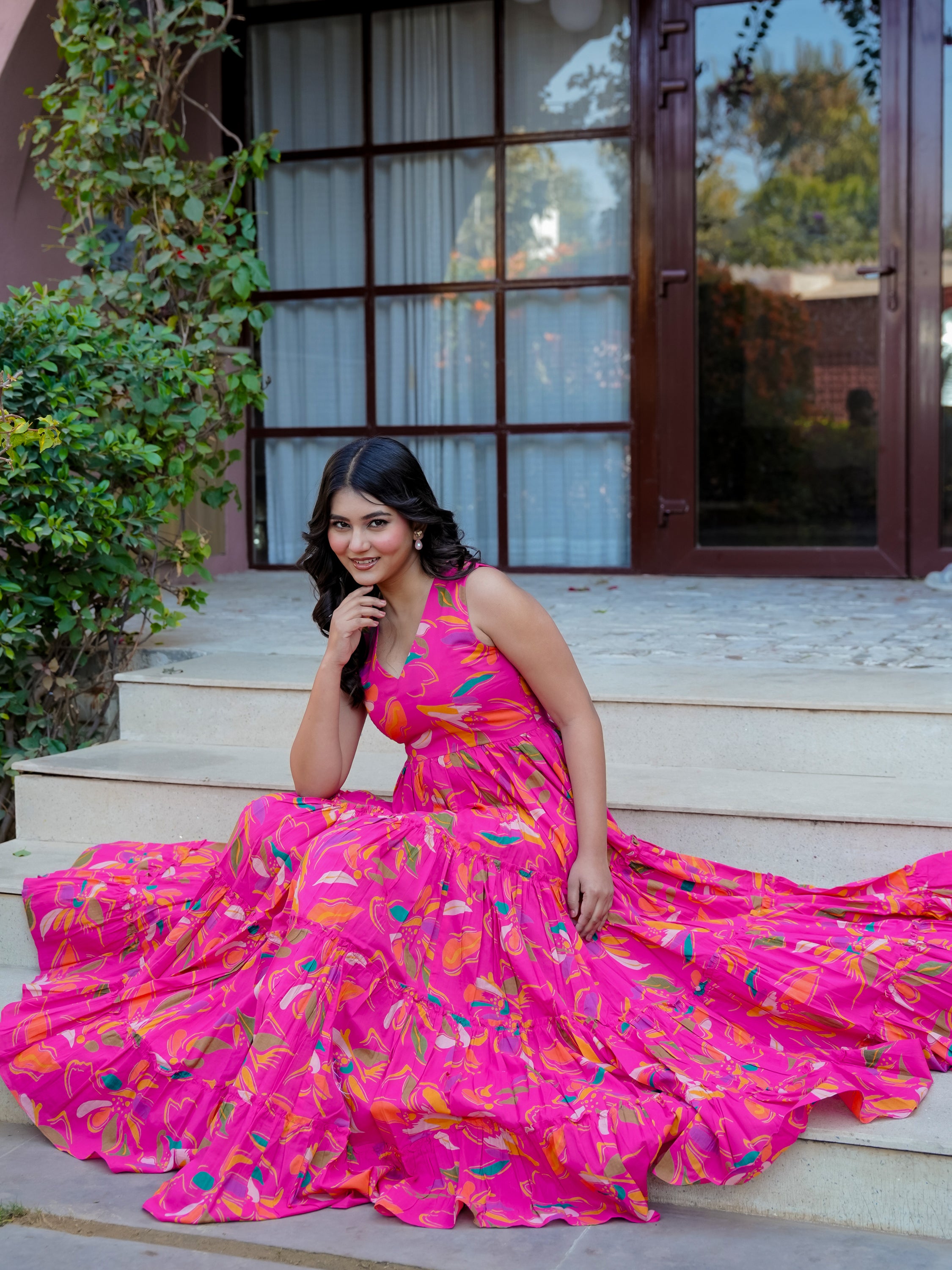 Pink Magic Floral Cotton Dress