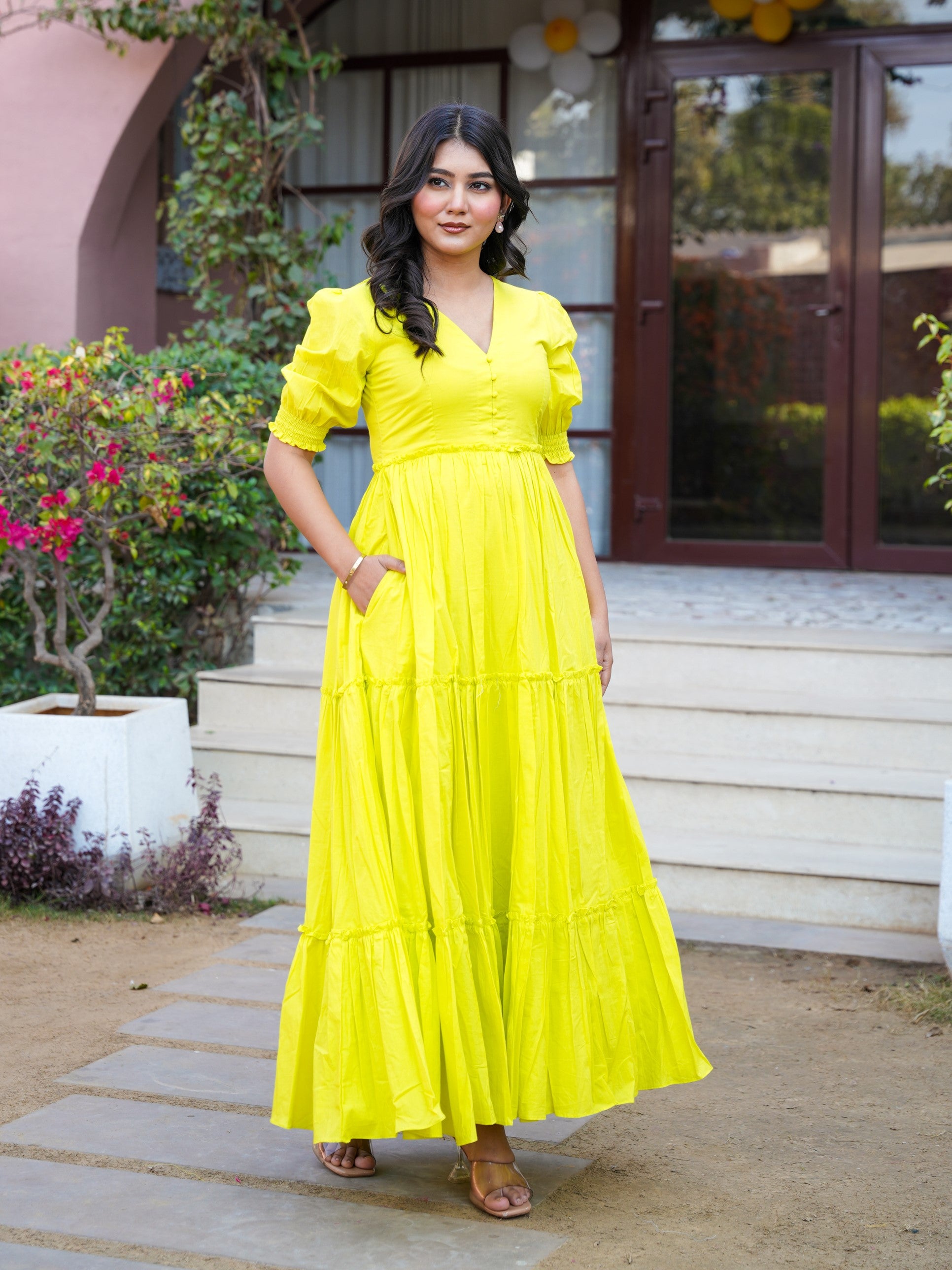 Lemon Beauty Cotton Long Dress