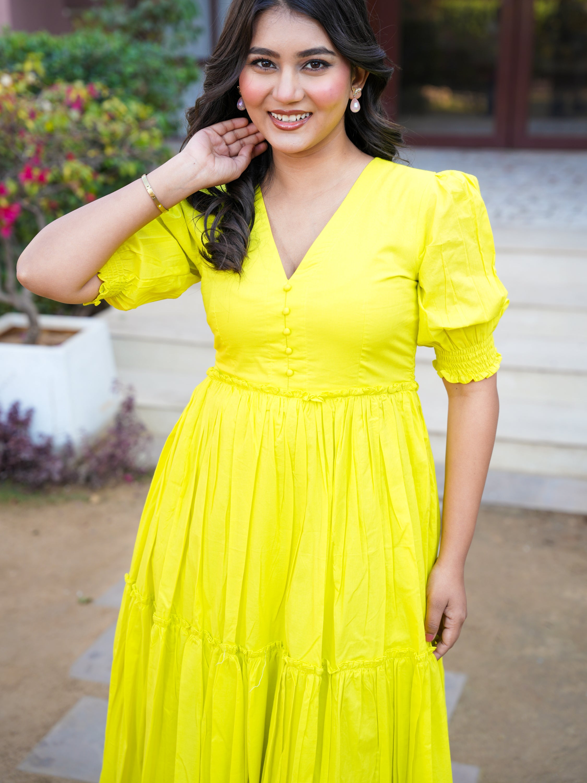 Lemon Beauty Cotton Long Dress