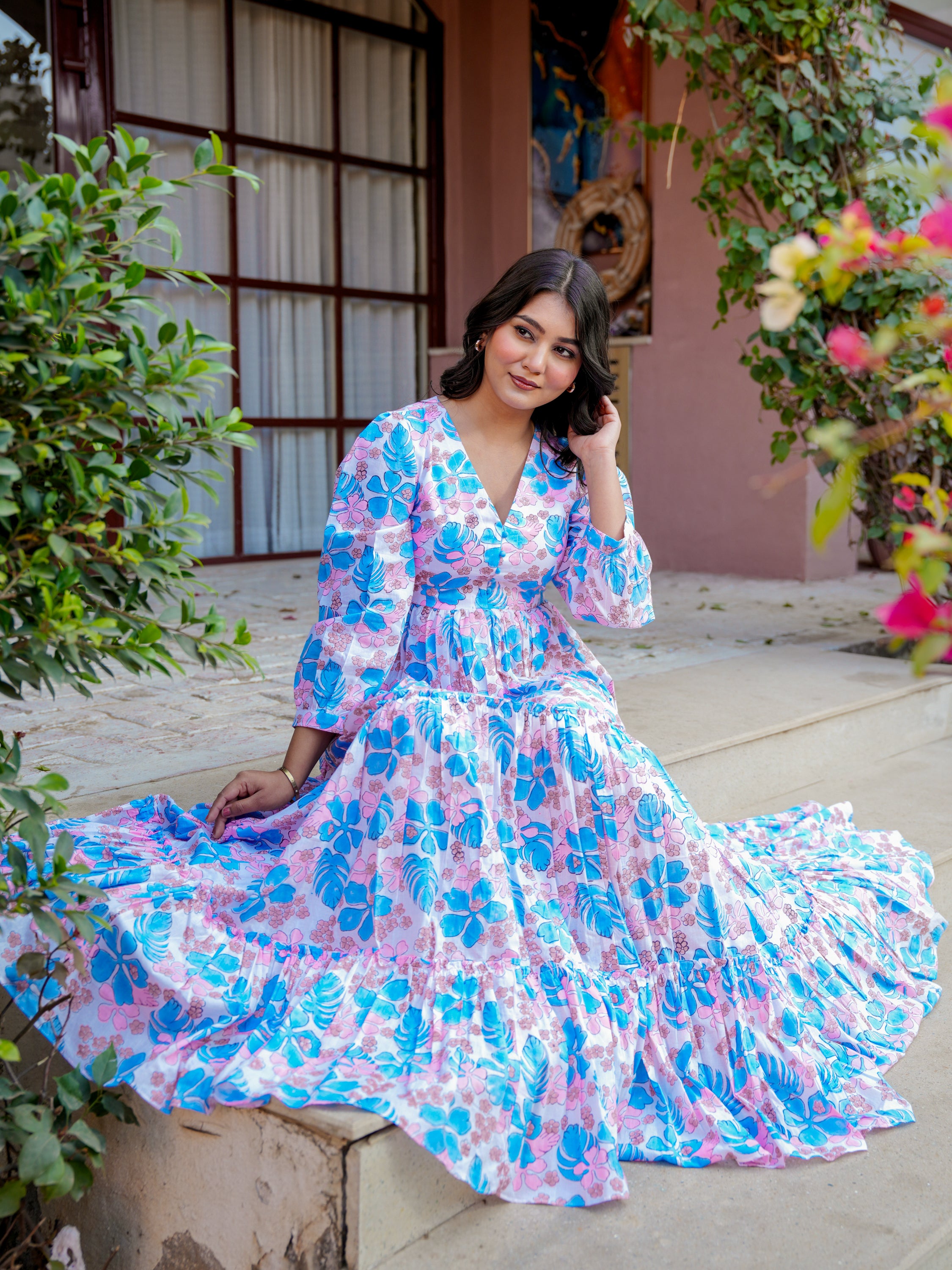 Zenny Cotton Floral Dress