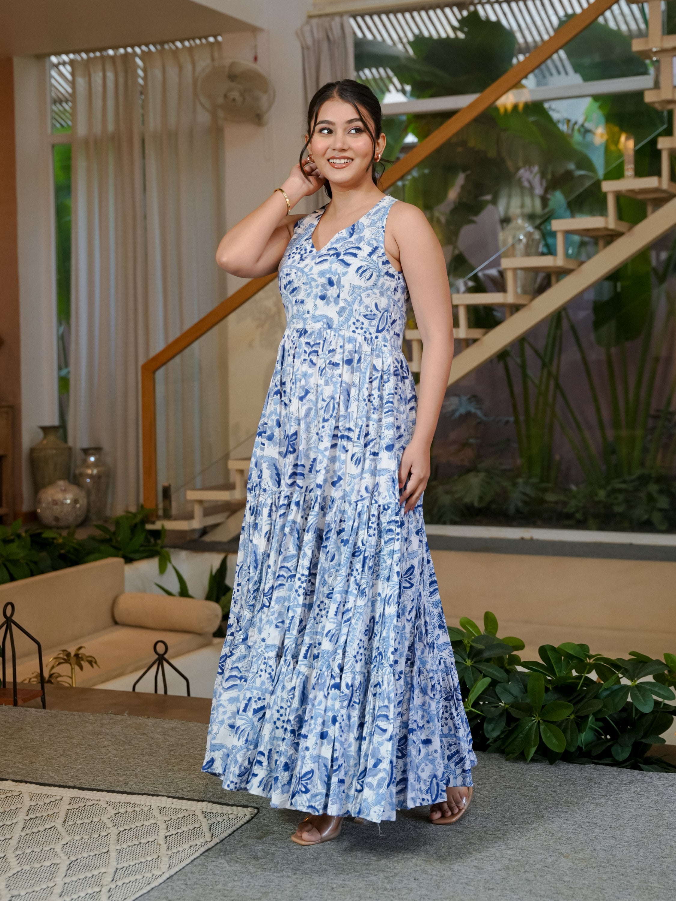 Blue Butterfly Cotton Dress