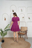 Purple Cotton Short Dress