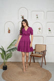 Purple Cotton Short Dress