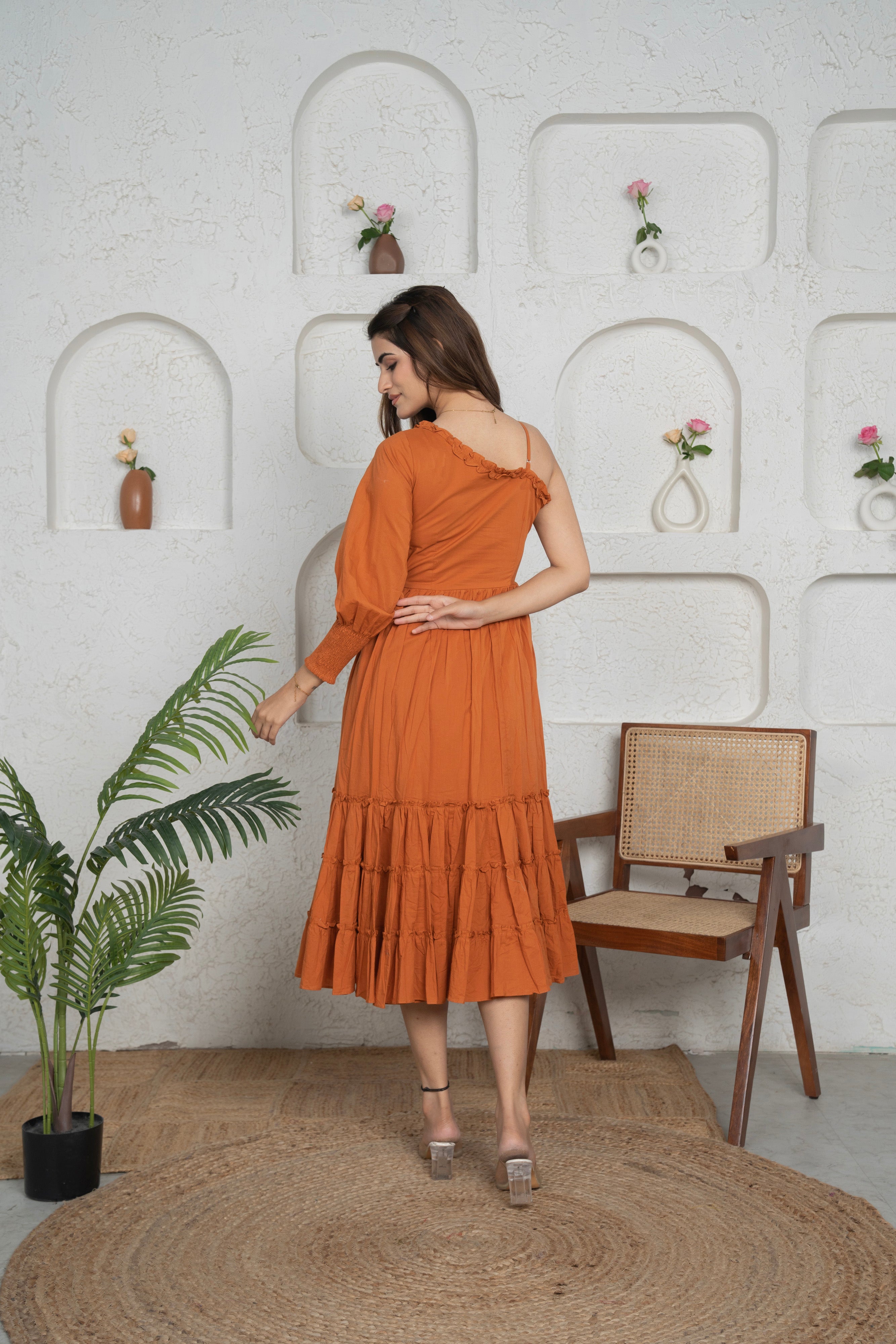 Inna Rust Solid Short Dress