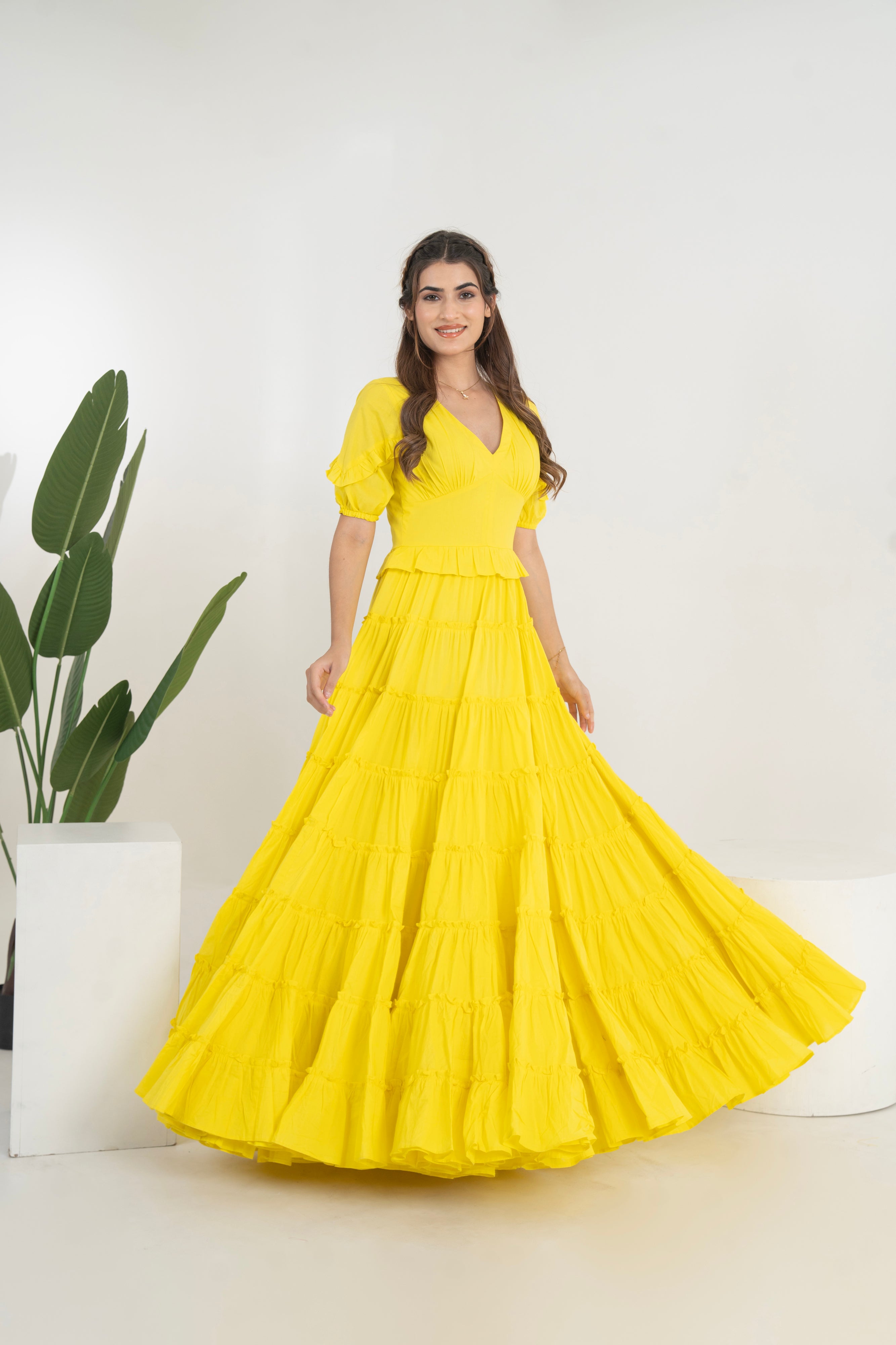 Haldi Special Long Tier Dress