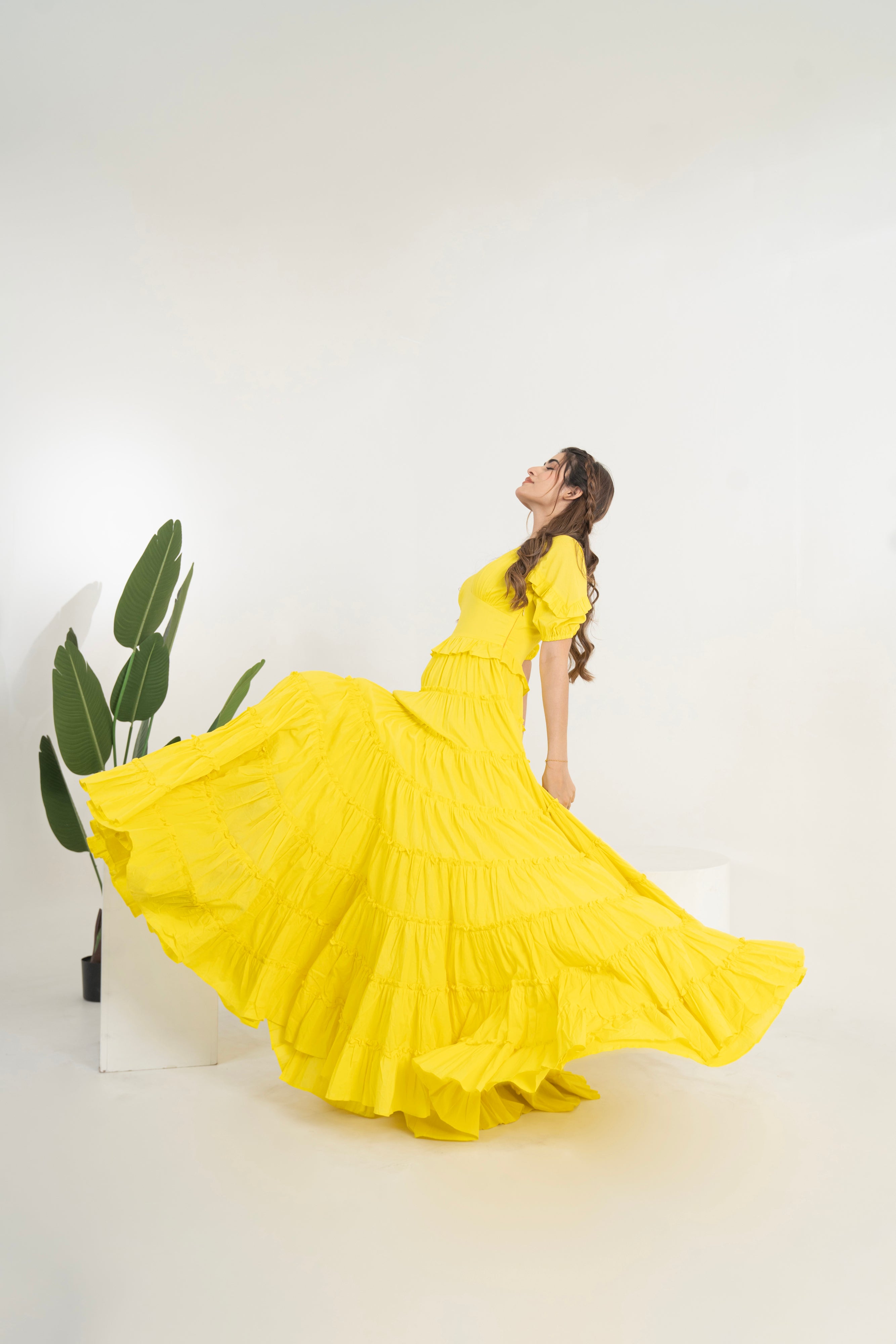 Haldi Special Long Tier Dress