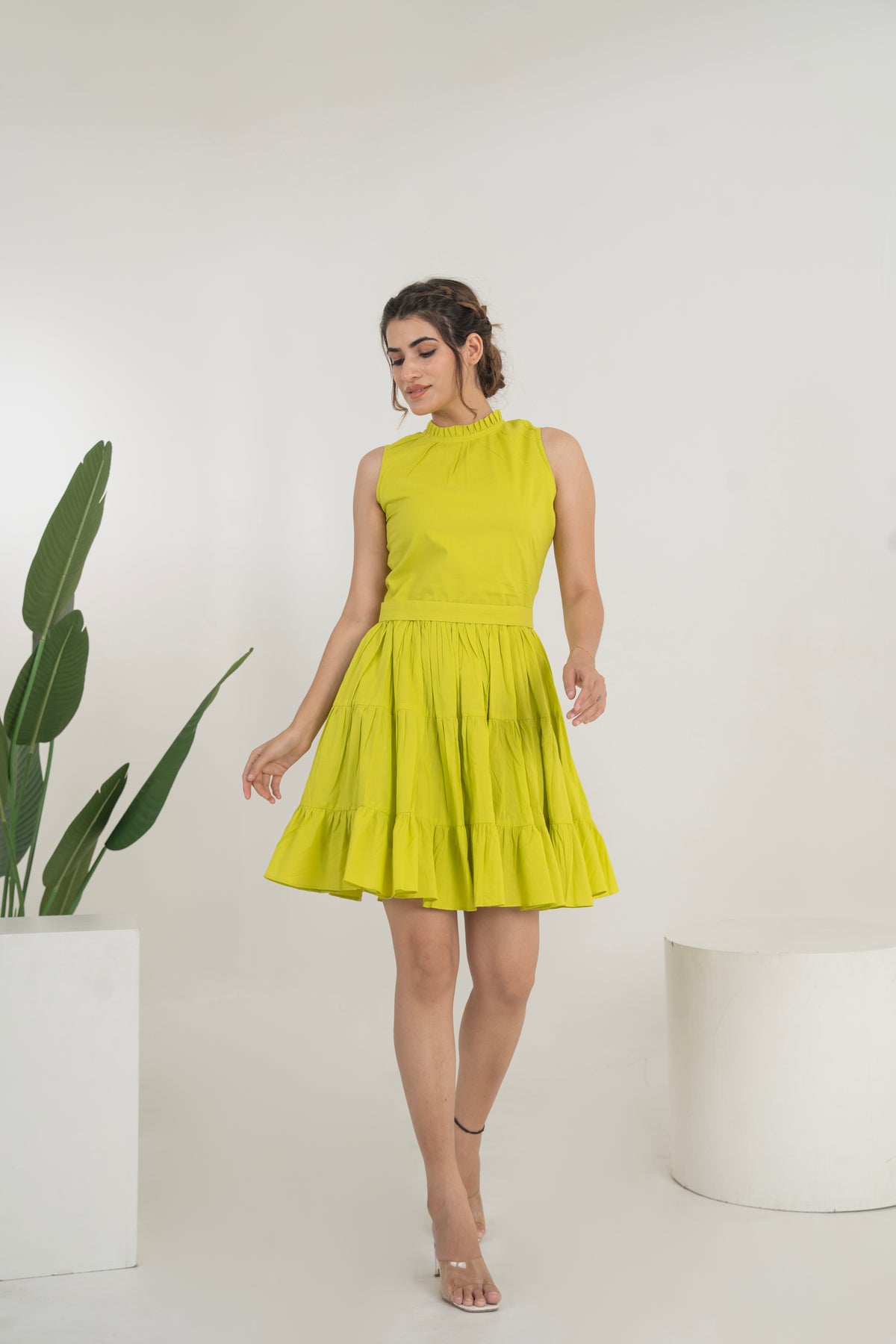 Lemon Green Short Cotton Dress