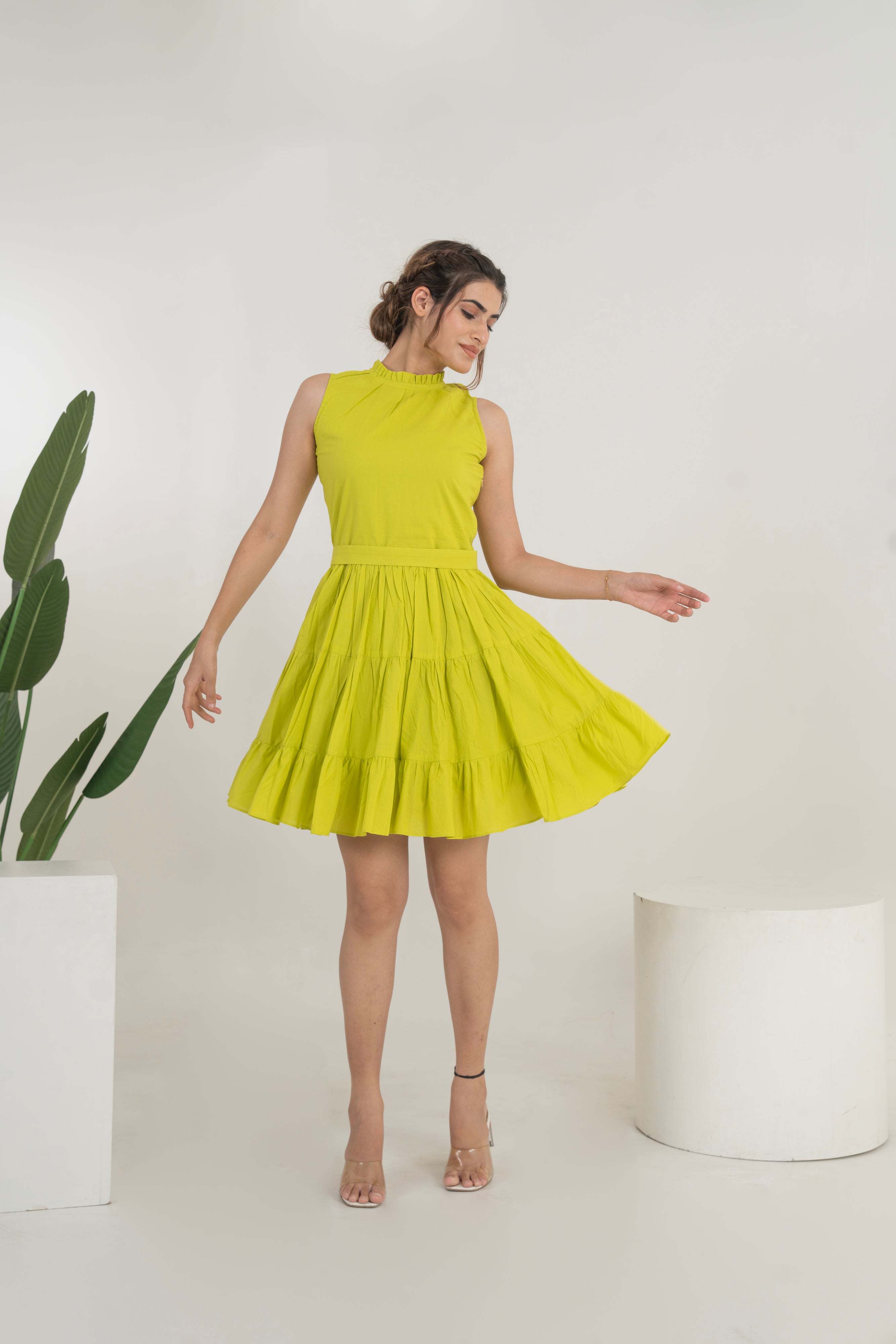 Lemon Green Short Cotton Dress