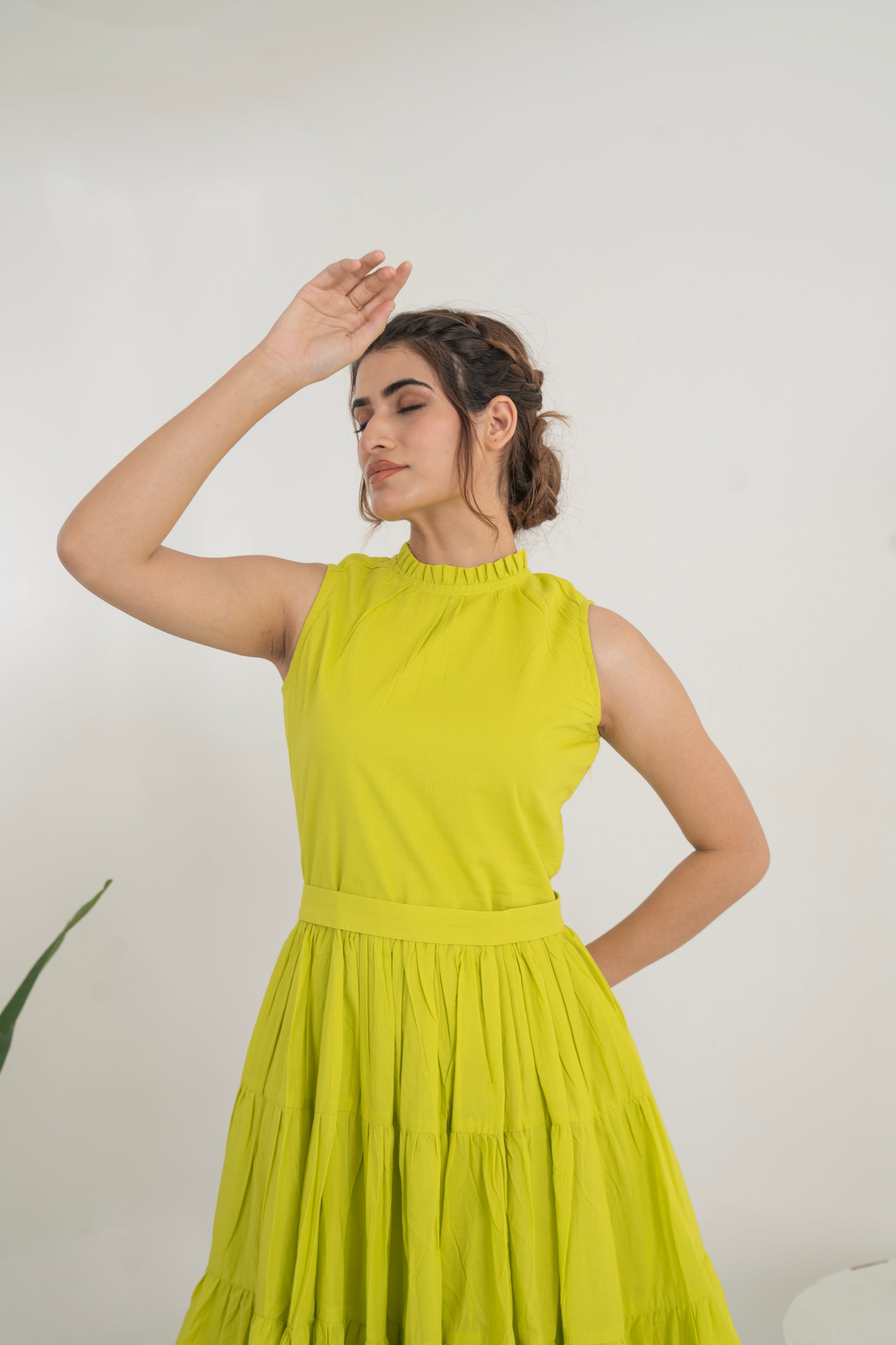 Lemon Green Short Cotton Dress