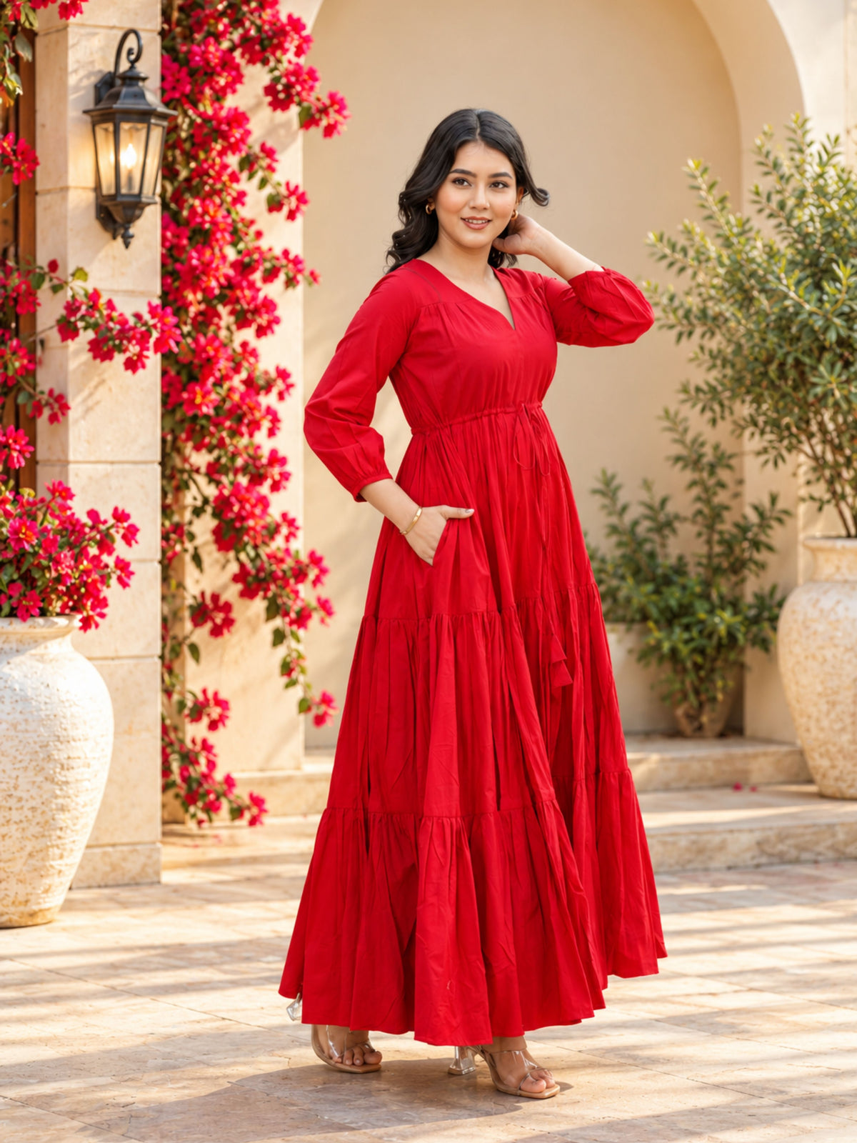 Bright Red Fit & Flare Dress