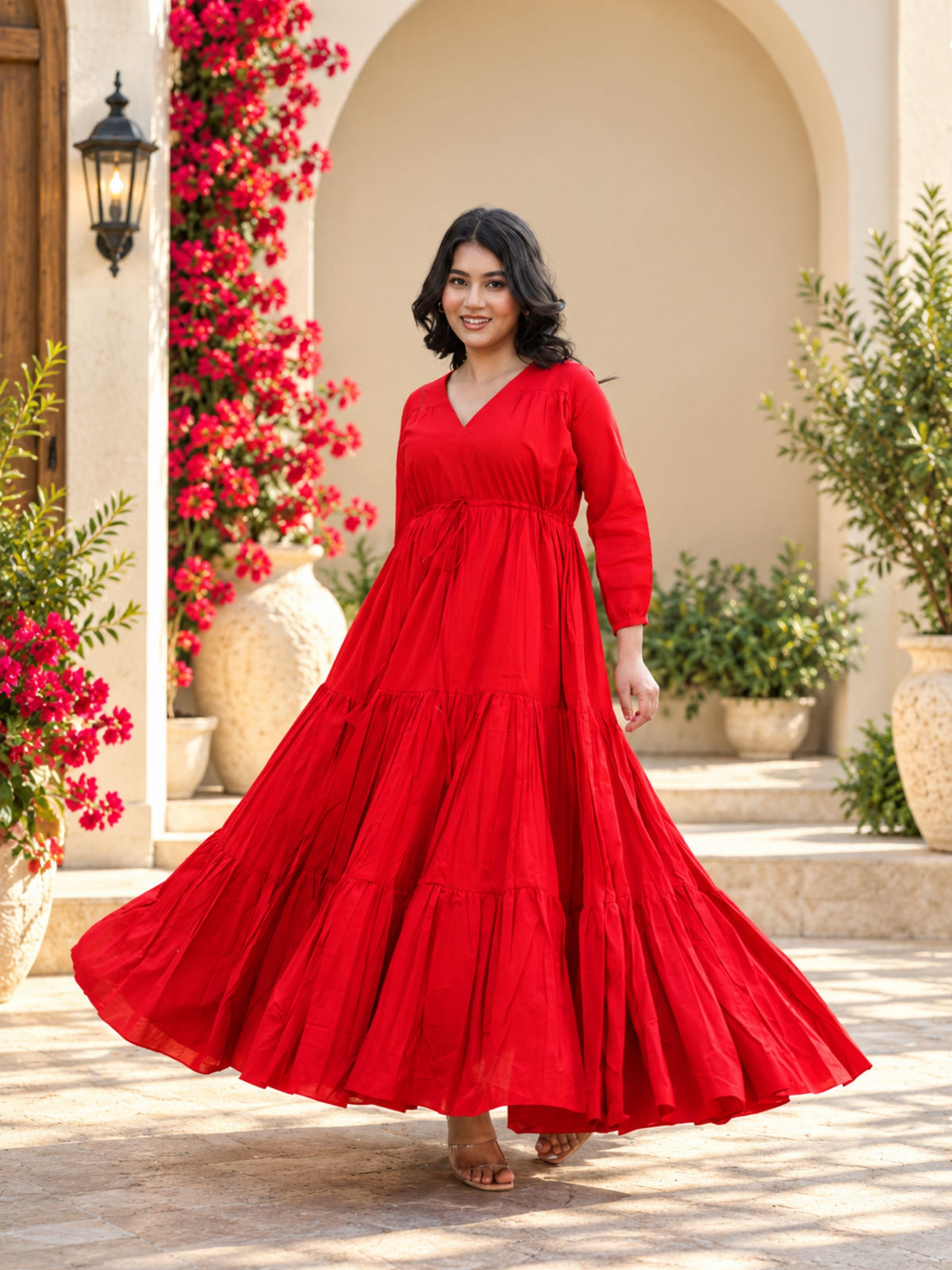Bright Red Fit & Flare Dress