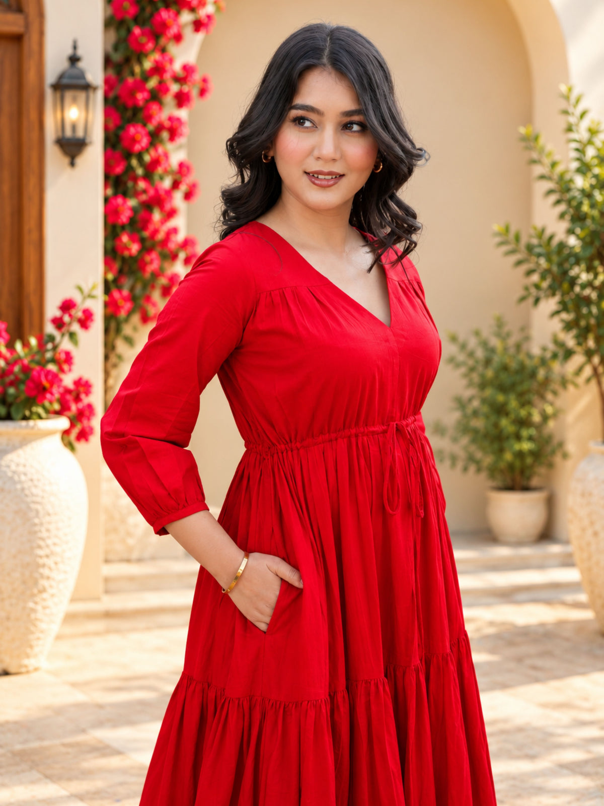 Bright Red Fit & Flare Dress