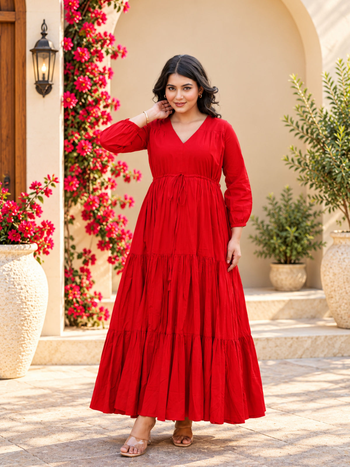 Bright Red Fit & Flare Dress