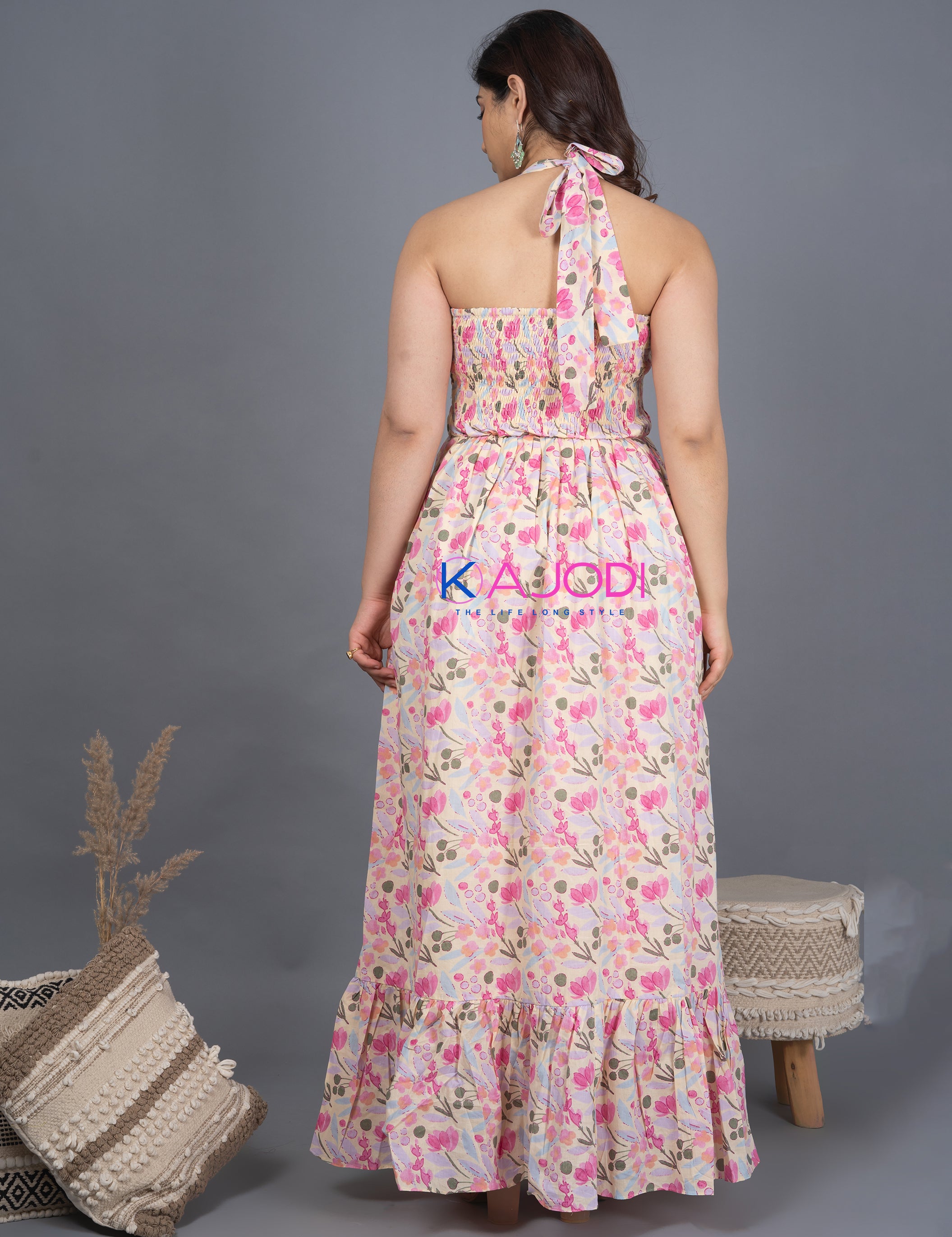 Pink Valley Cotton Long Dress