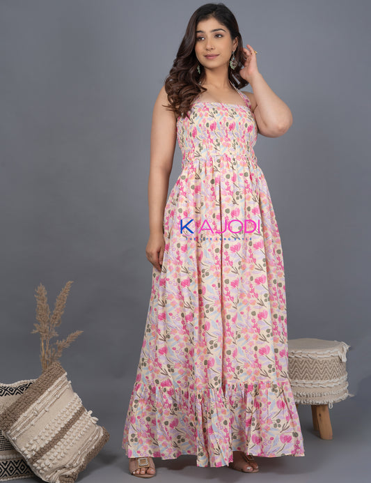 Pink Valley Cotton Long Dress