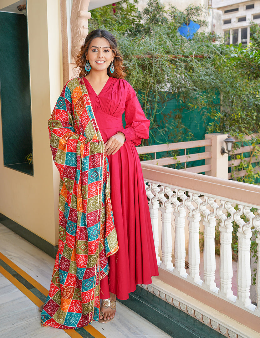 Naziya Long Dress With Pant and Dupatta Set ( 3 Nos in 1 Set)
