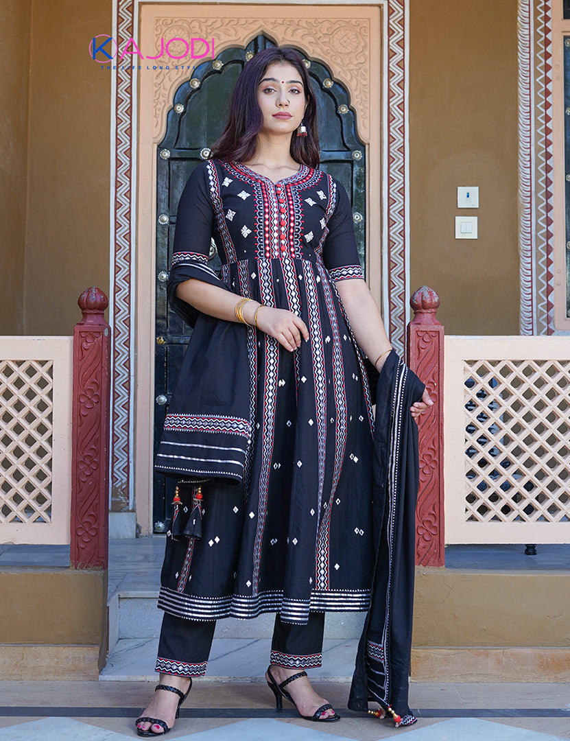 Gulabo Black Embroidered Anarkali Set with Dupatta