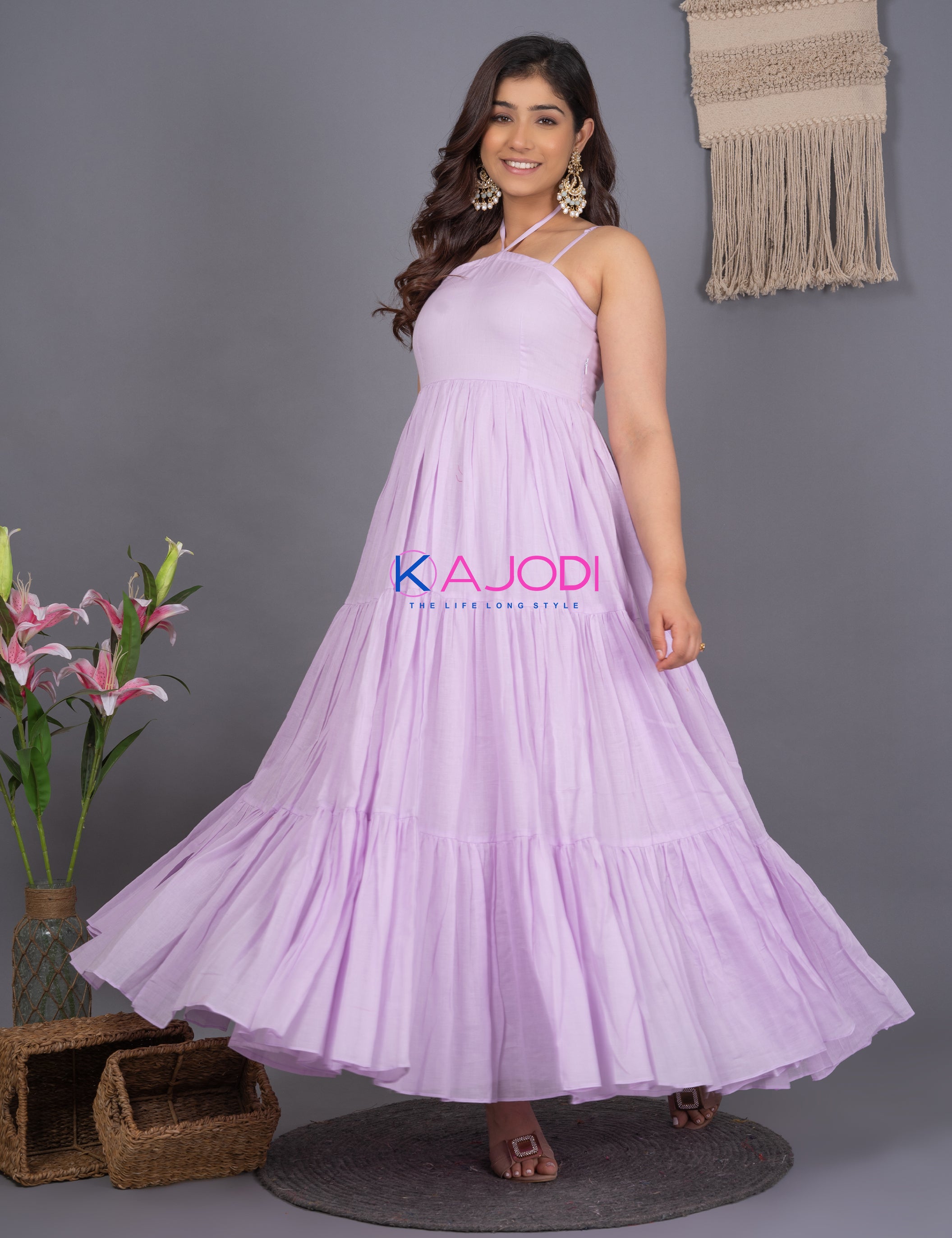 Mauve Long Cotton Dress