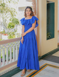 Pretty Blue Solid Elegance Dress