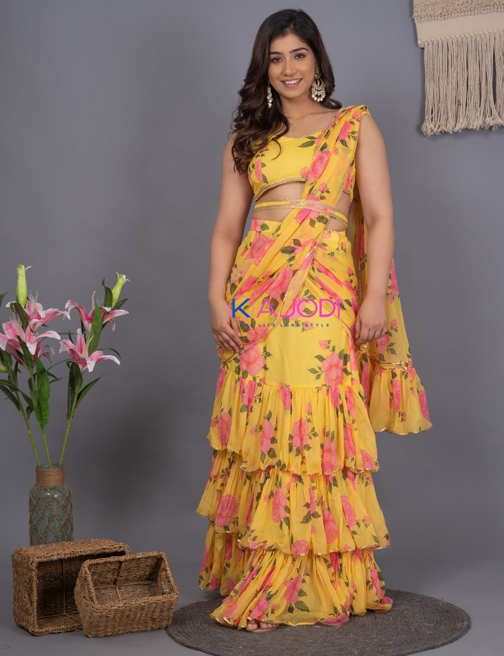 Yellow Haldi Ceremony Saree Set