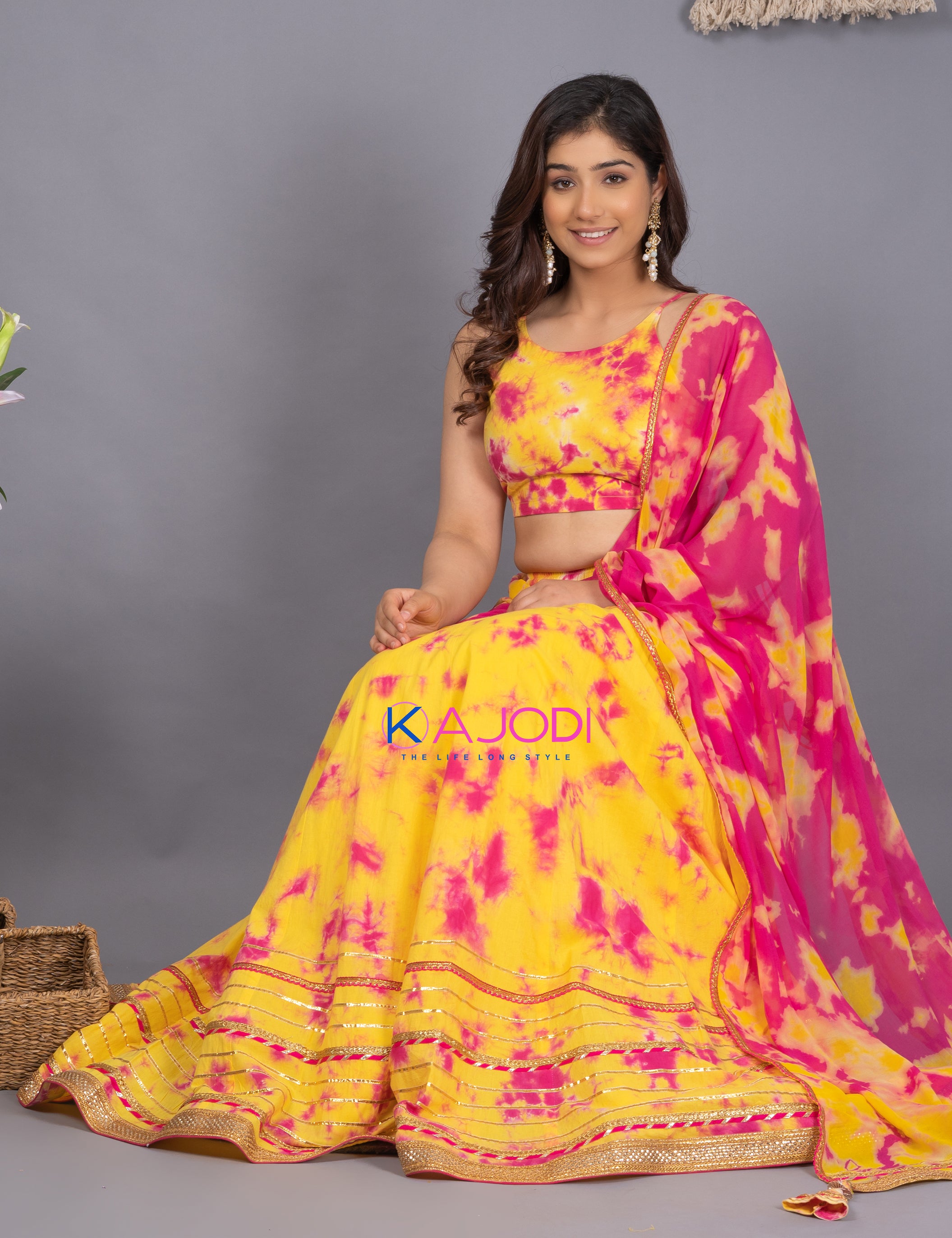 Kiara Pink Yellow Lehenga Set