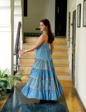 Light Blue Kajodi Cotton Printed Maxi Dress