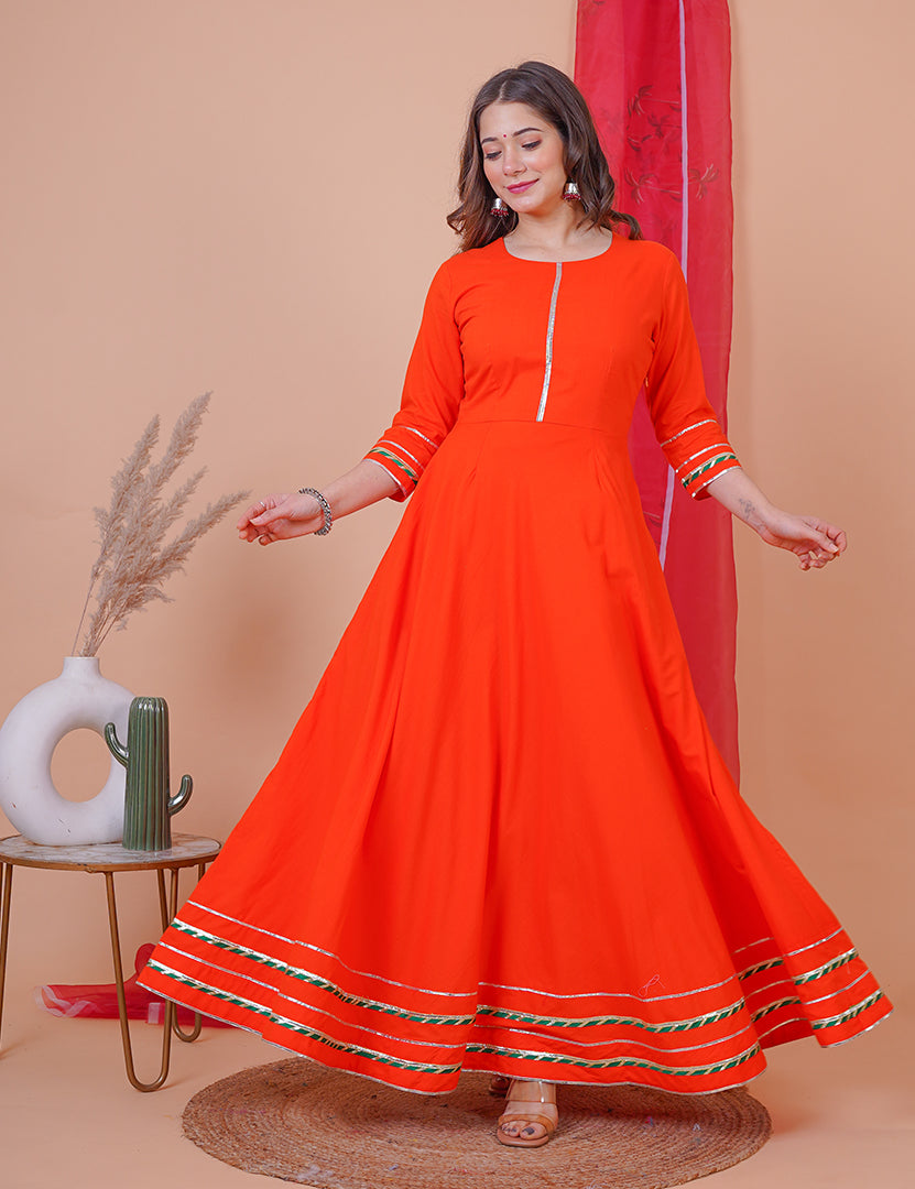 Ethnic Red Classic Creep Silk Gown, Plain, Stitched at Rs 699 in Dehradun