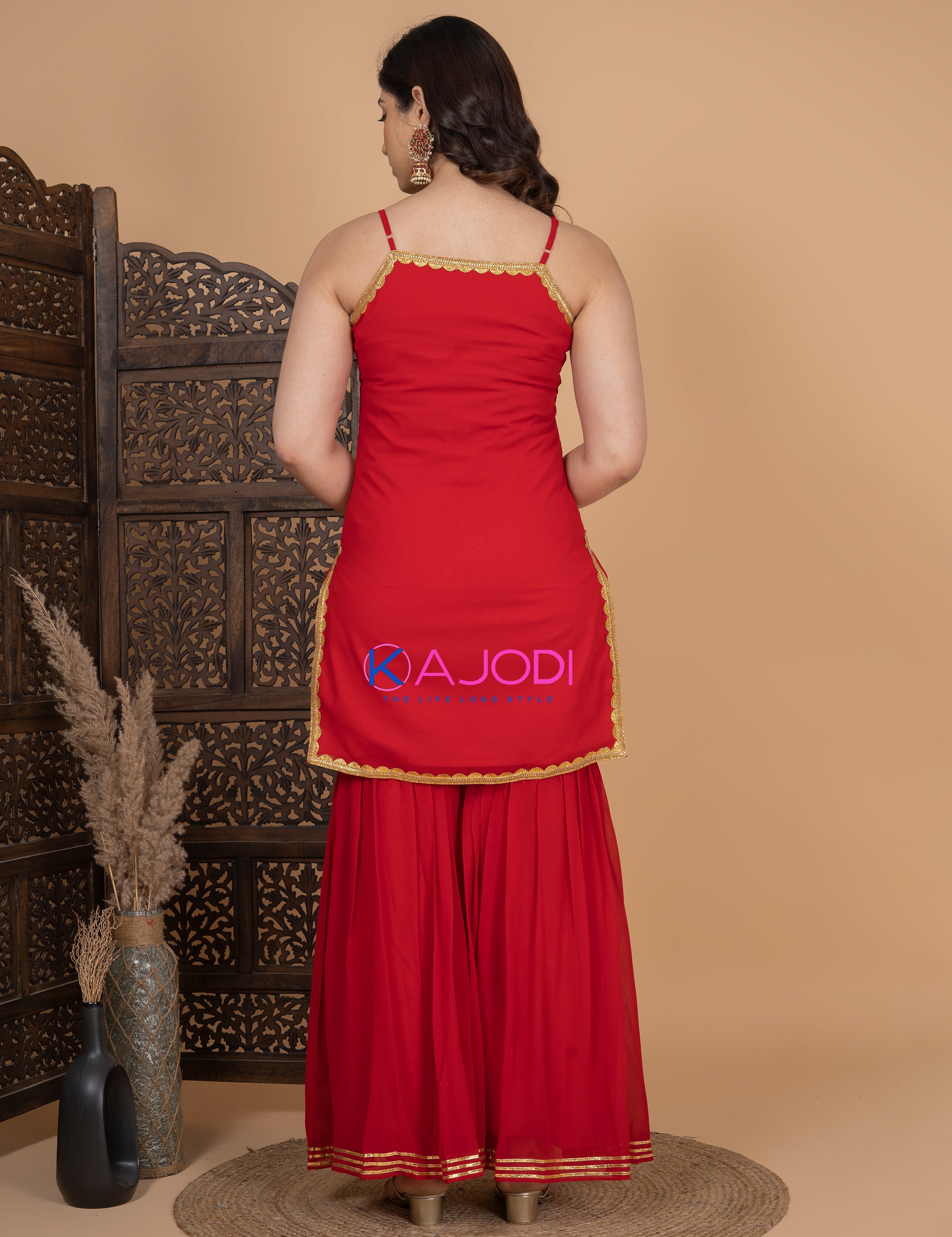 Trendy Red Rose Sharara Set
