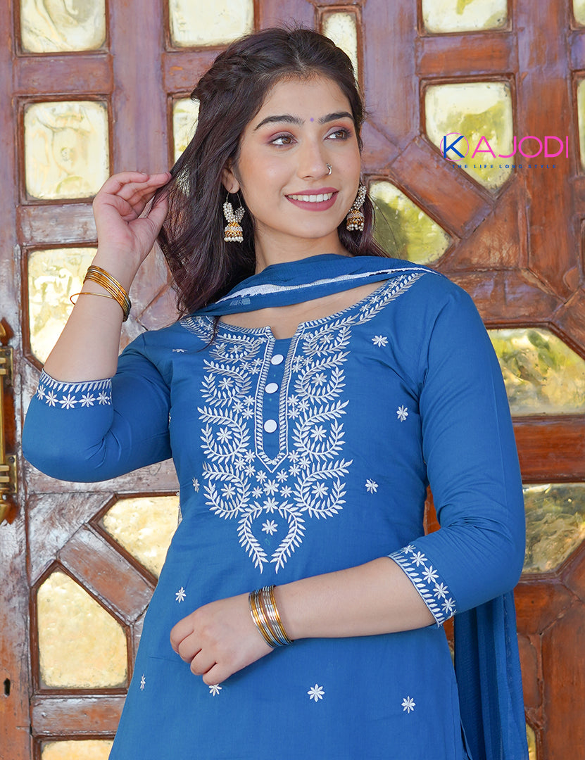 Patiyala Embroidered Suit with Dupatta