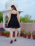 Black Shine Georgette Short Dress