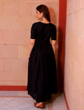 Black Cotton Anarkali Dress with Pant and Dupatta (3 Nos in 1 Set)