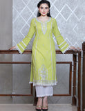 Green Kajodi Pretty Cotton Embroidery Kurta with Pant(2 Nos in 1 Set)