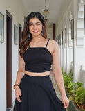 Black Georgette Top & Skirt (Two Nos in One Set)
