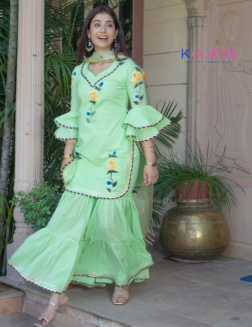 Mayru Hand Painted Sharara Set