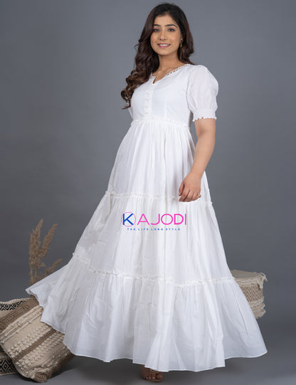 White Indo Long Gown Dress