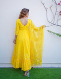 Yellow Anarkali Tier Dress With Dupatta (2 Nos in 1 Set)