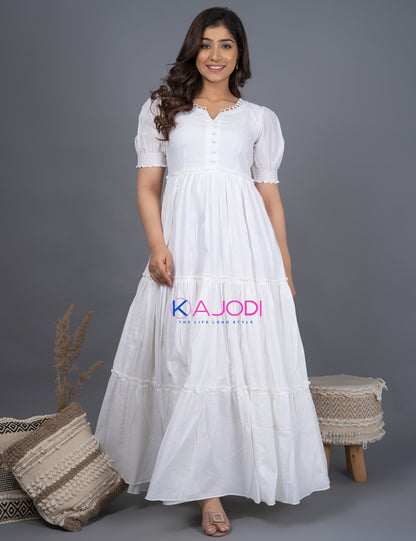 White Indo Long Gown Dress